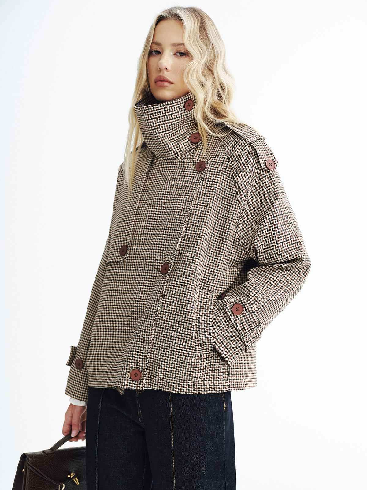 Emily | Stylish Cropped Vintage Plaid Coat 1