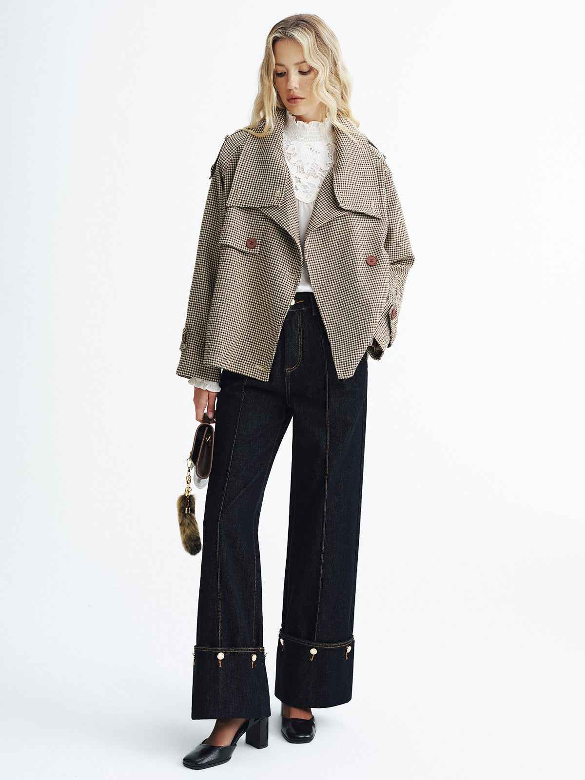 Emily | Stylish Cropped Vintage Plaid Coat 2