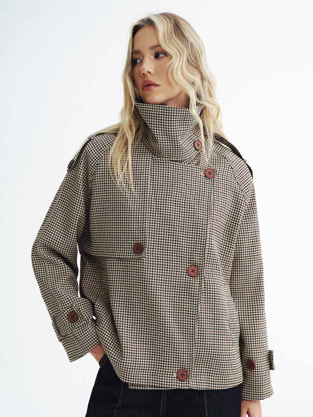 Emily | Stylish Cropped Vintage Plaid Coat 4