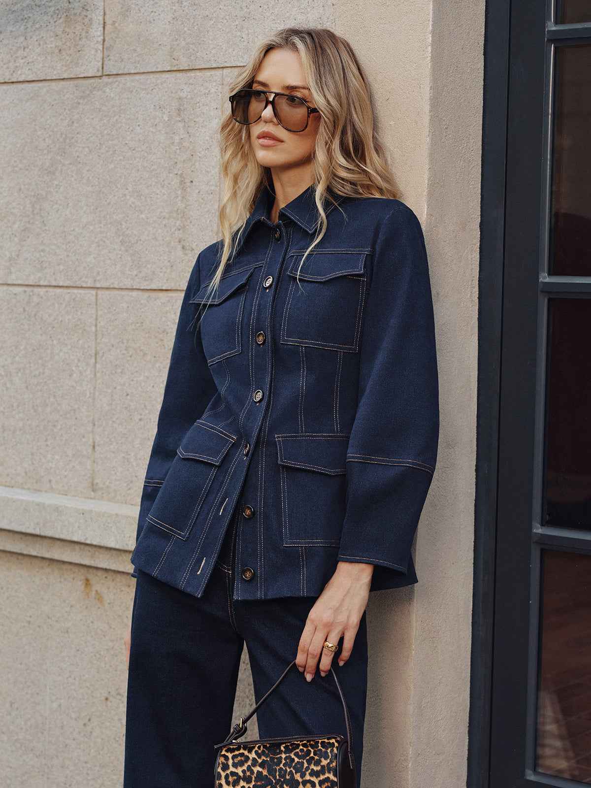 Emma | Cozy Warm Denim Jacket for Women with Contrast Stitching 1