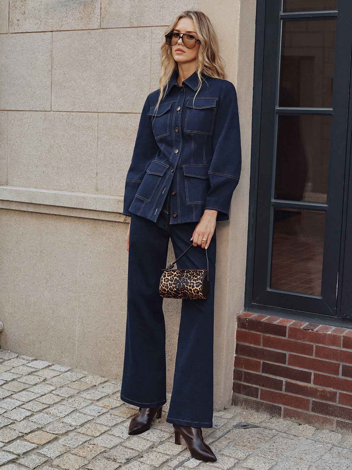 Emma | Cozy Warm Denim Jacket for Women with Contrast Stitching 3