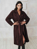 Mia | Elegant Warm Suede Belted Long Trench Coat 0