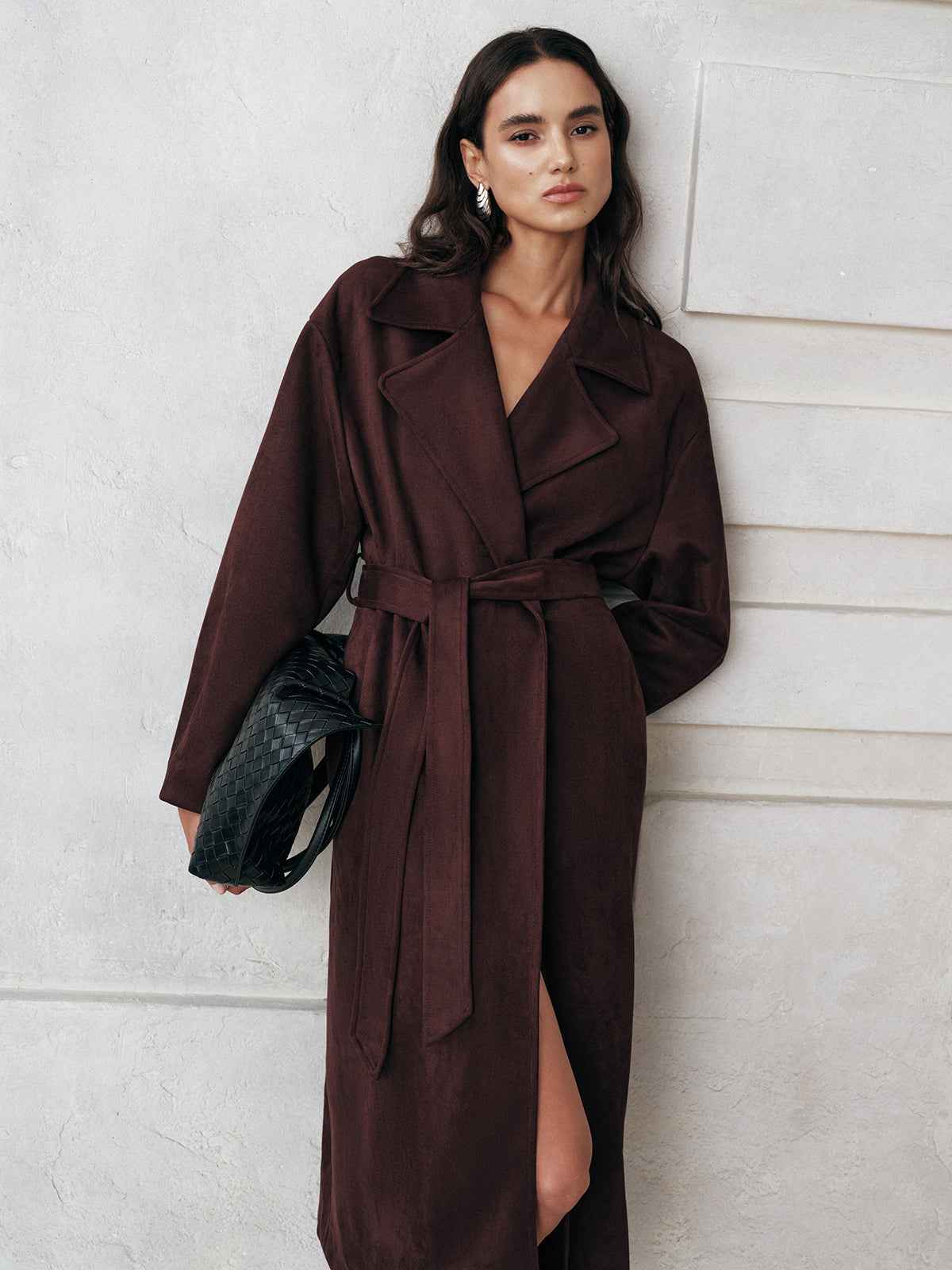 Mia | Elegant Warm Suede Belted Long Trench Coat 3