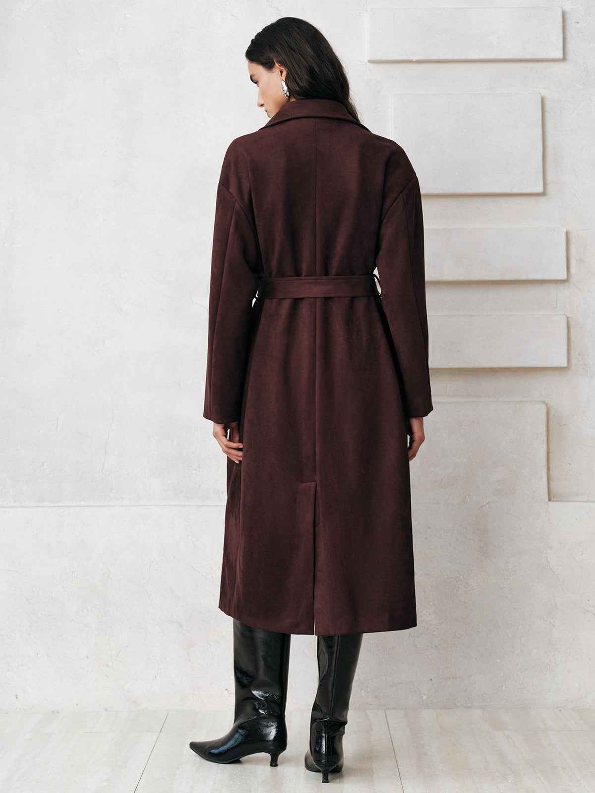 Mia | Elegant Warm Suede Belted Long Trench Coat 5