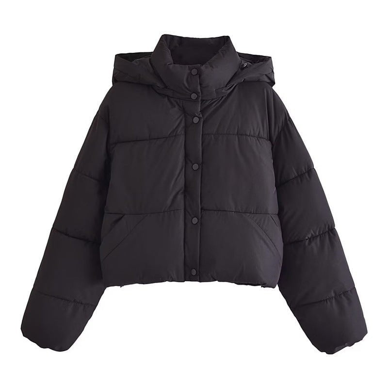 Mia | Stylish Cropped Hooded Puffer Jacket 0