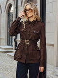 Mia | Stylish Suede Belted Trench Coat for Women 0