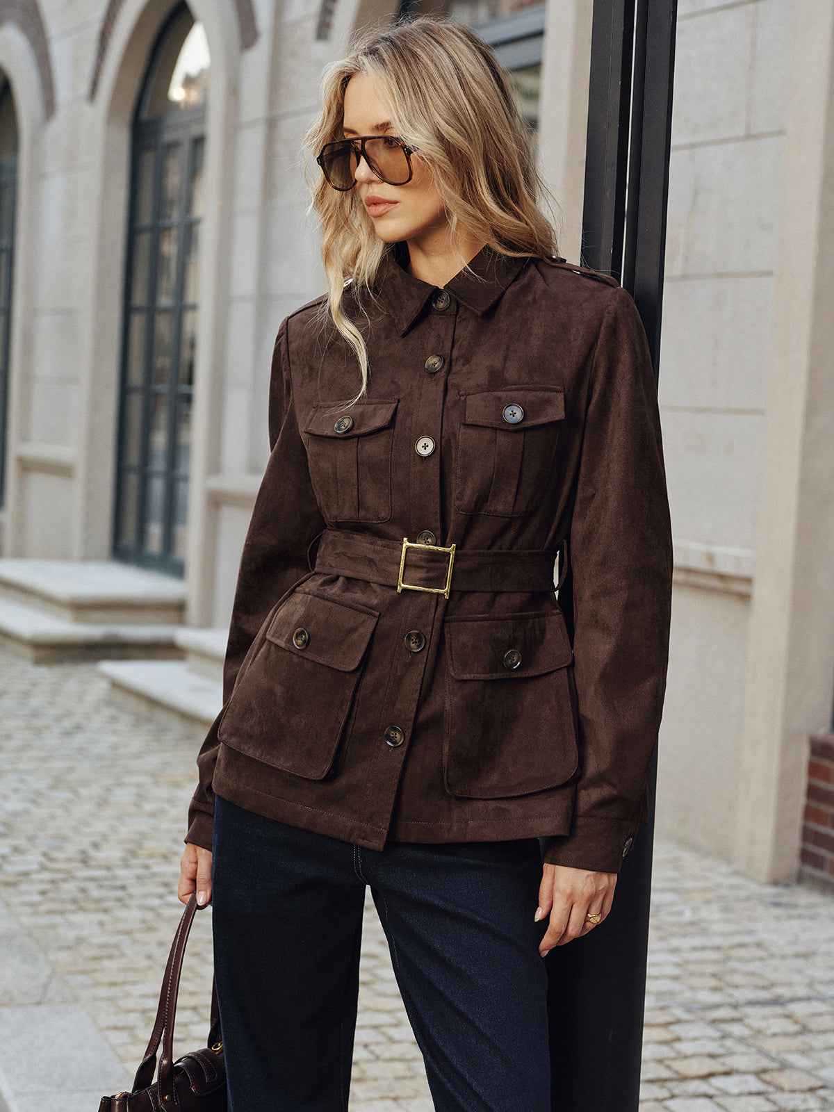 Mia | Stylish Suede Belted Trench Coat for Women 3