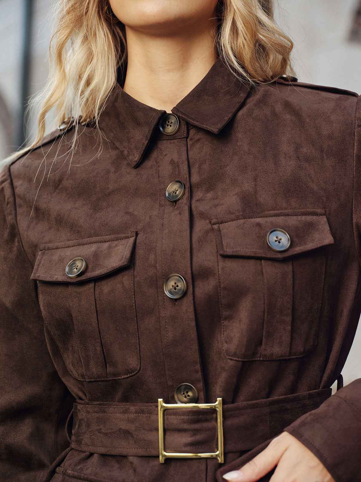 Mia | Stylish Suede Belted Trench Coat for Women 5