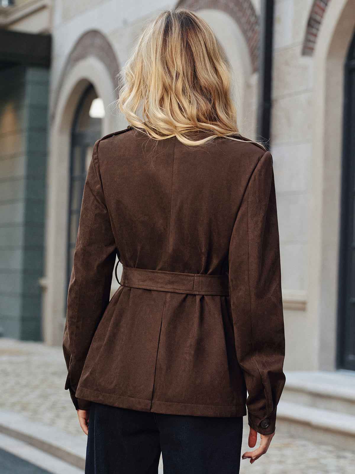 Mia | Stylish Suede Belted Trench Coat for Women 6