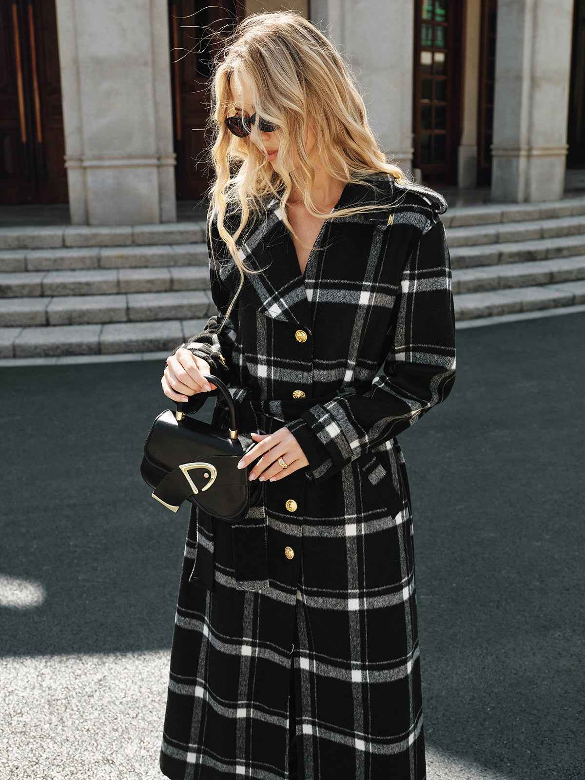 Olivia | Elegant Warm Plaid Long Trench Coat Women 0