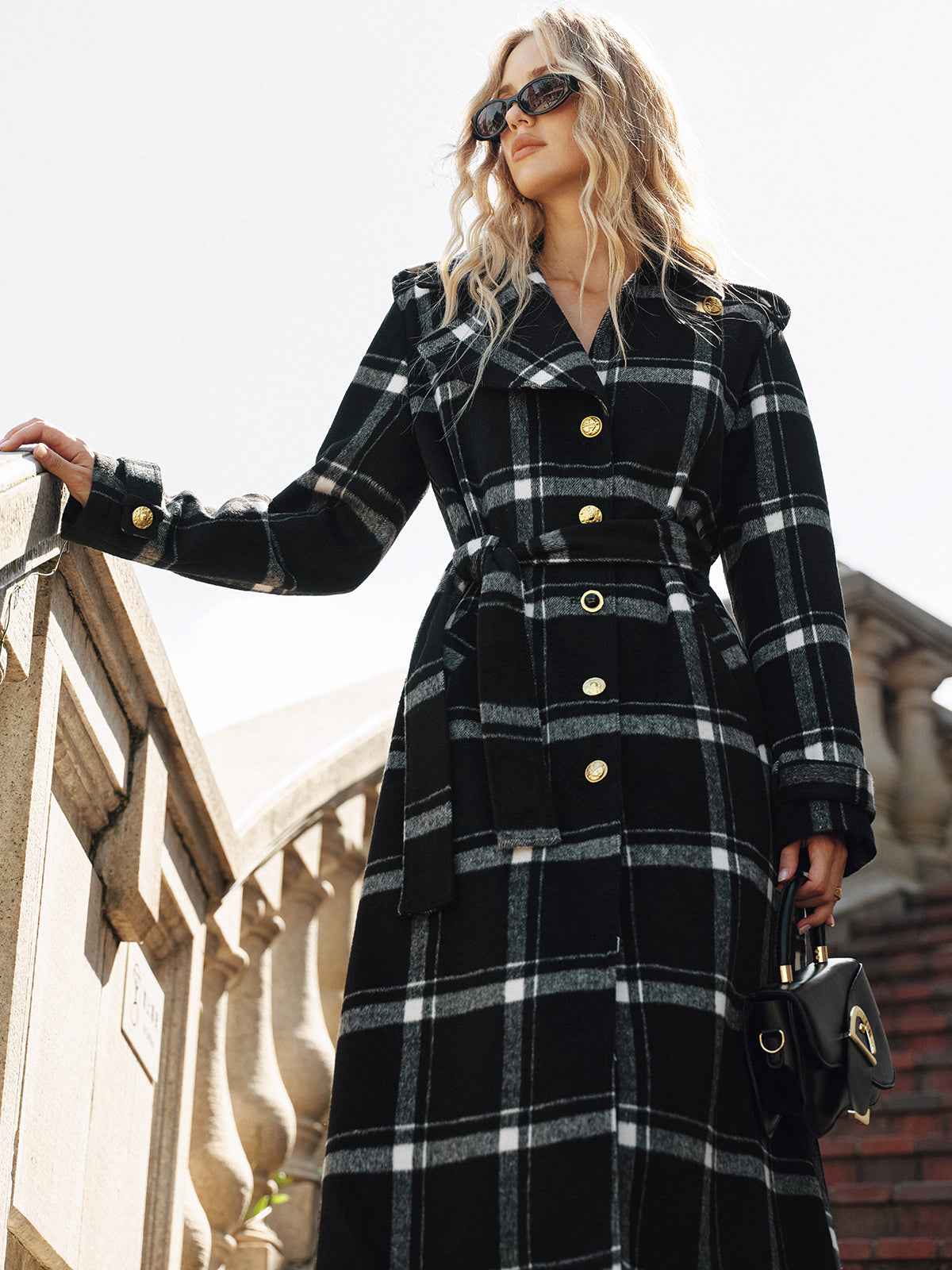 Olivia | Elegant Warm Plaid Long Trench Coat Women 1