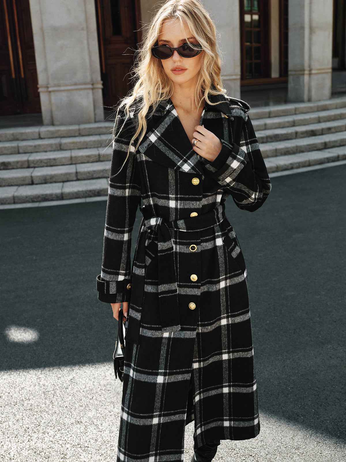 Olivia | Elegant Warm Plaid Long Trench Coat Women 2