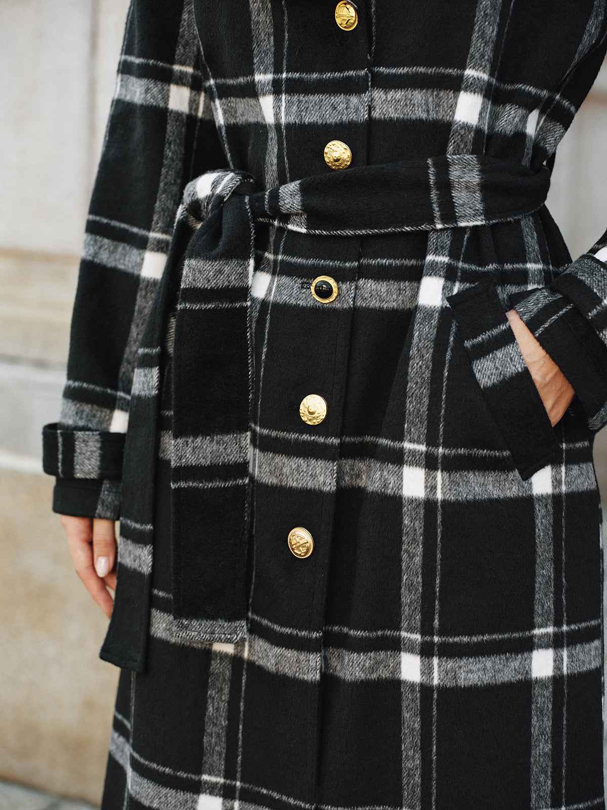 Olivia | Elegant Warm Plaid Long Trench Coat Women 5