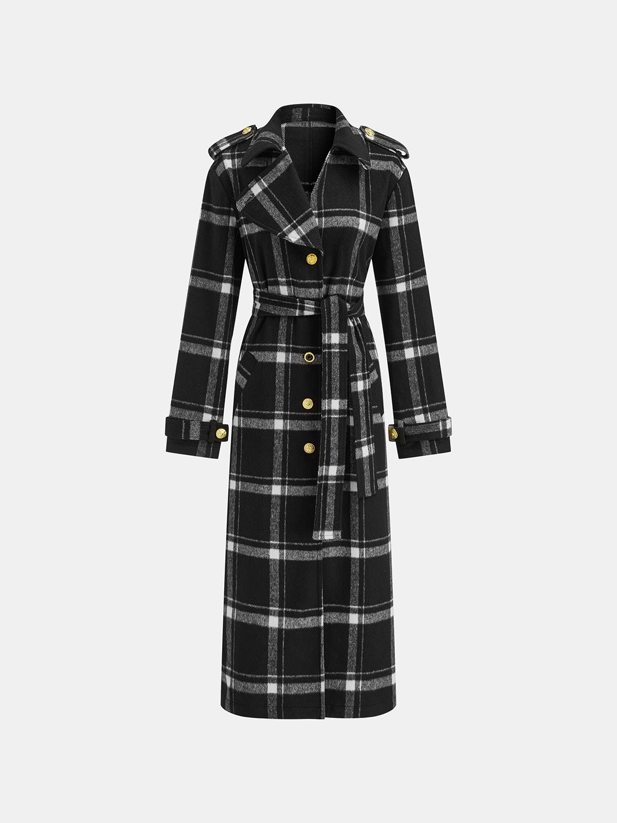 Olivia | Elegant Warm Plaid Long Trench Coat Women 7