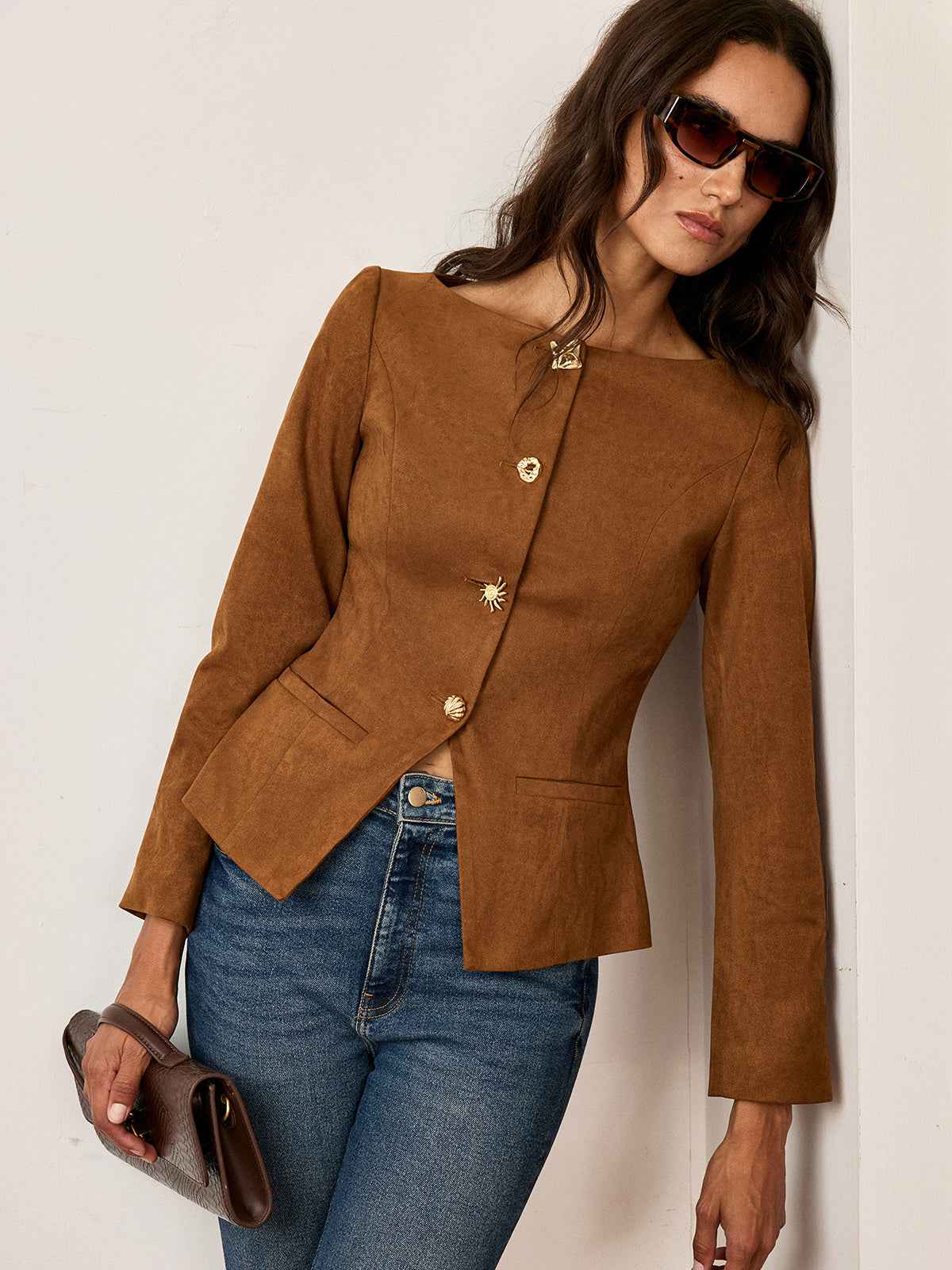 Samantha | Chic Fitted Suede Blazer Jacket 0