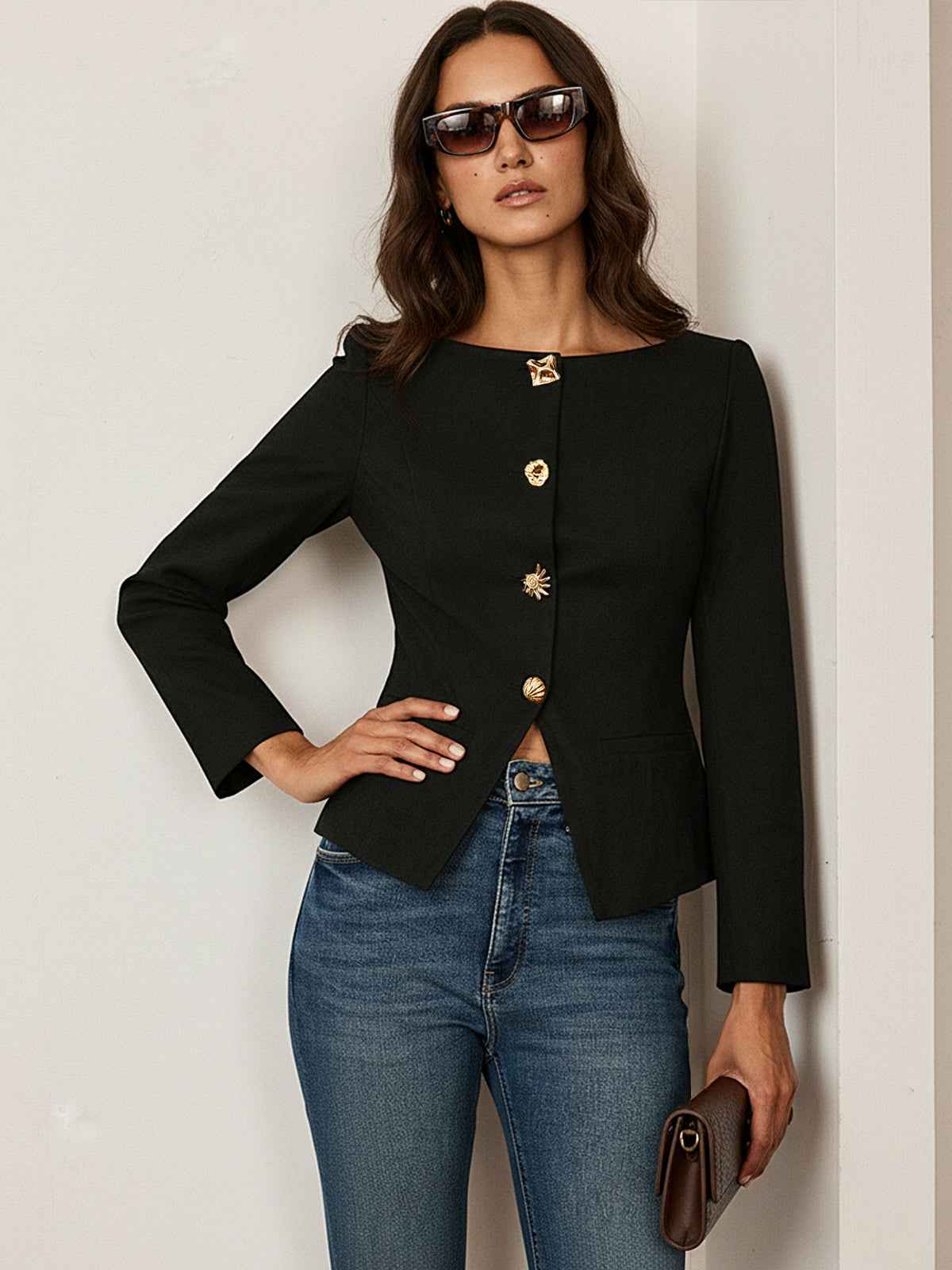 Samantha | Chic Fitted Suede Blazer Jacket 8