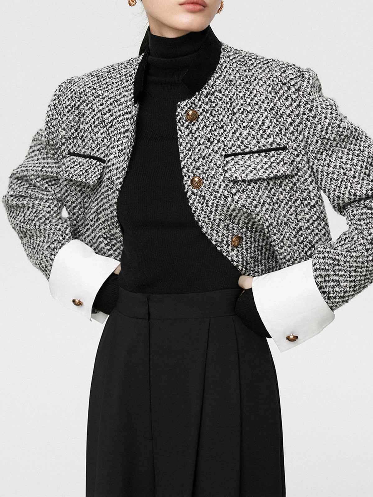 Sophie | Elegant Chic Tweed Boucle Cropped Blazer 0