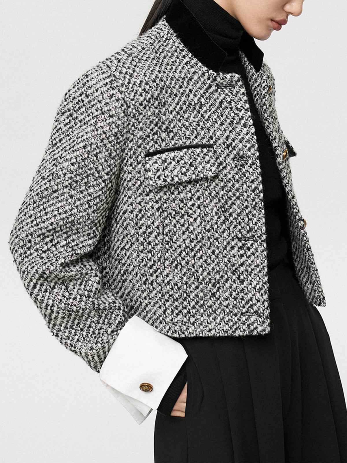 Sophie | Elegant Chic Tweed Boucle Cropped Blazer 1