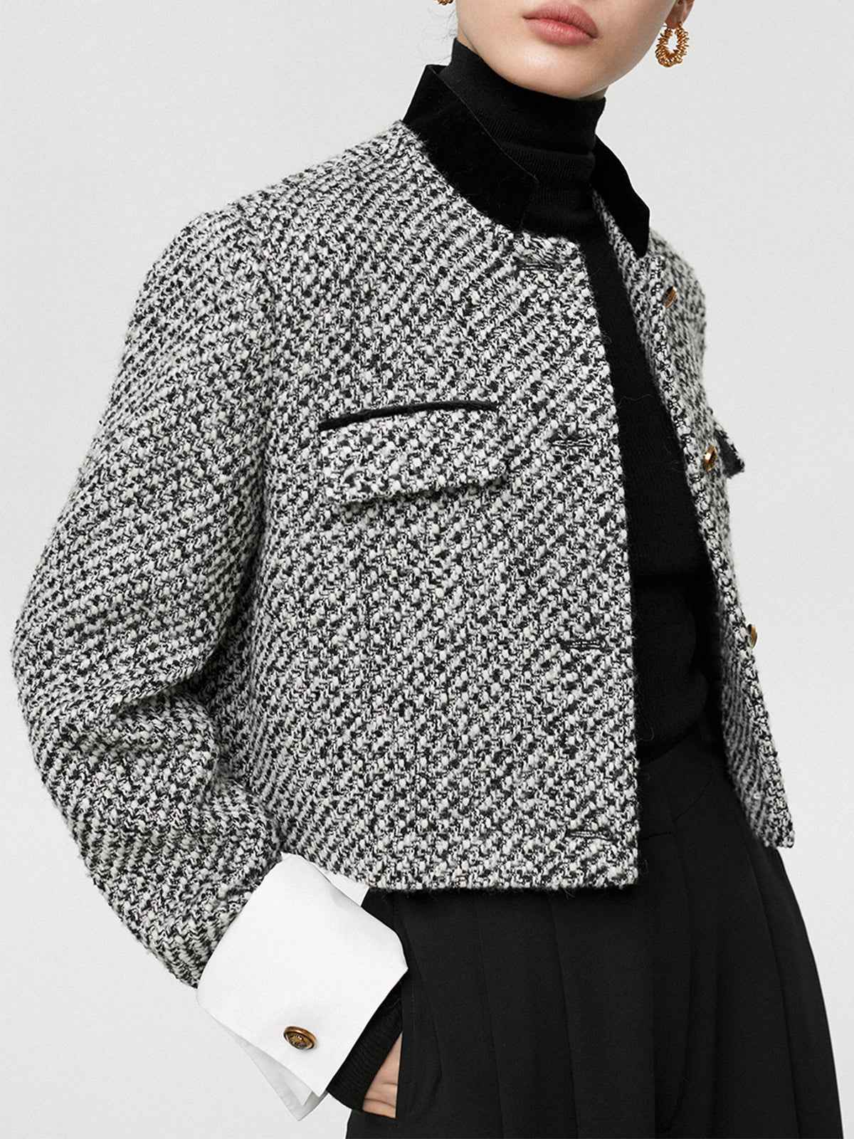 Sophie | Elegant Chic Tweed Boucle Cropped Blazer 3